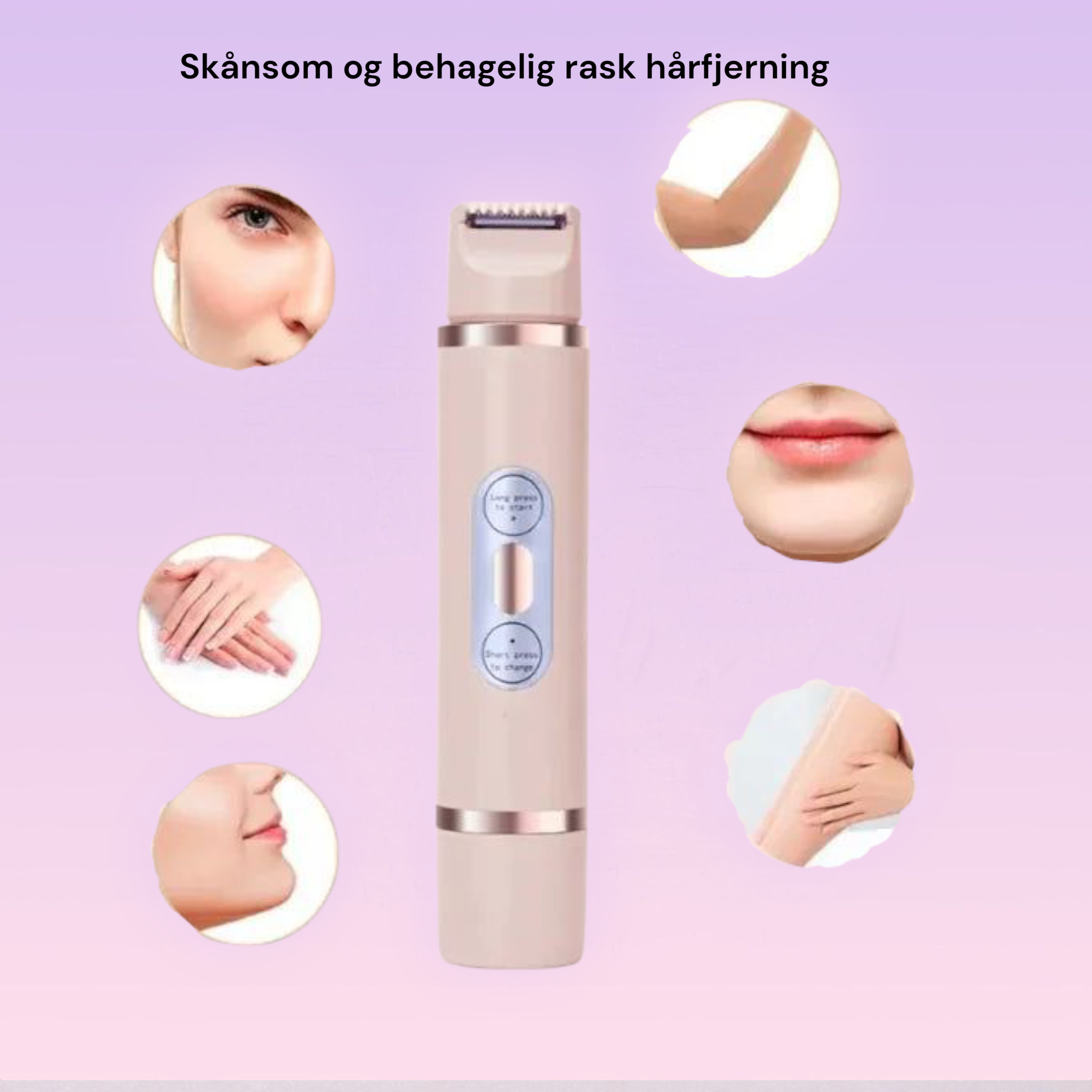 Elektrisk Barbermaskin for Kvinner – Smertefri 2-i-1 Hårfjerning for Ansikt, Bikini, Armhuler og Ben