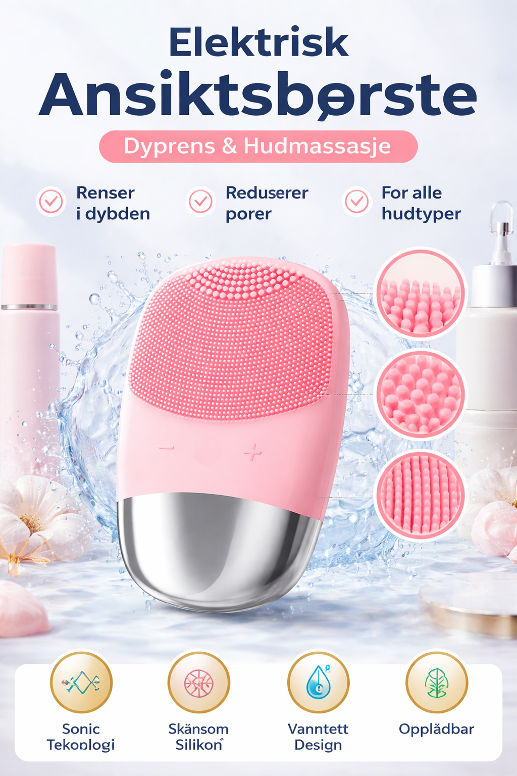 Electric Face Cleansing Brush Sonic Electric Facial Cleanser Facial Cleansing Brush Skin Scrubber Skin Massager Skin Care Tools