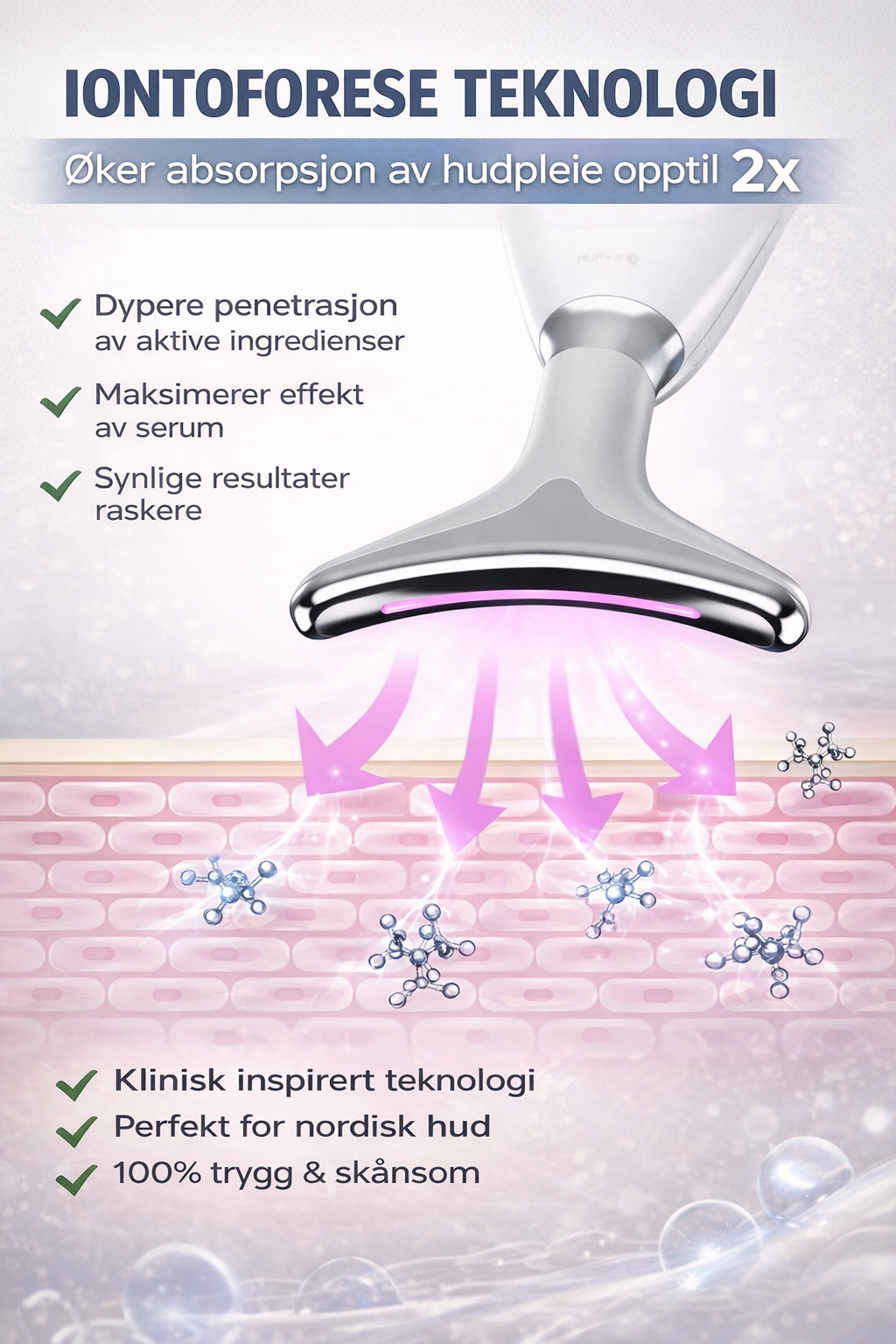 EMS Ansiktsmassasjeapparat med Mikrostrøm og Rødt Lys – Anti-Aging Hals og Ansikt Løftende Massasje