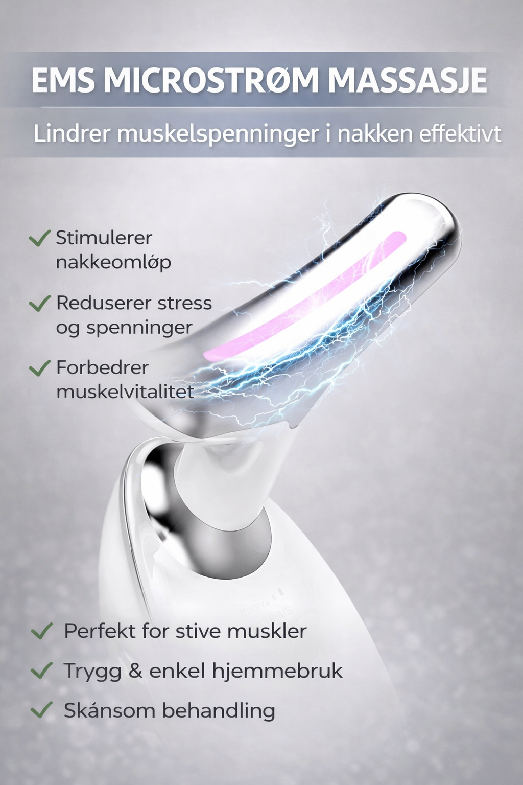 EMS Ansiktsmassasjeapparat med Mikrostrøm og Rødt Lys – Anti-Aging Hals og Ansikt Løftende Massasje